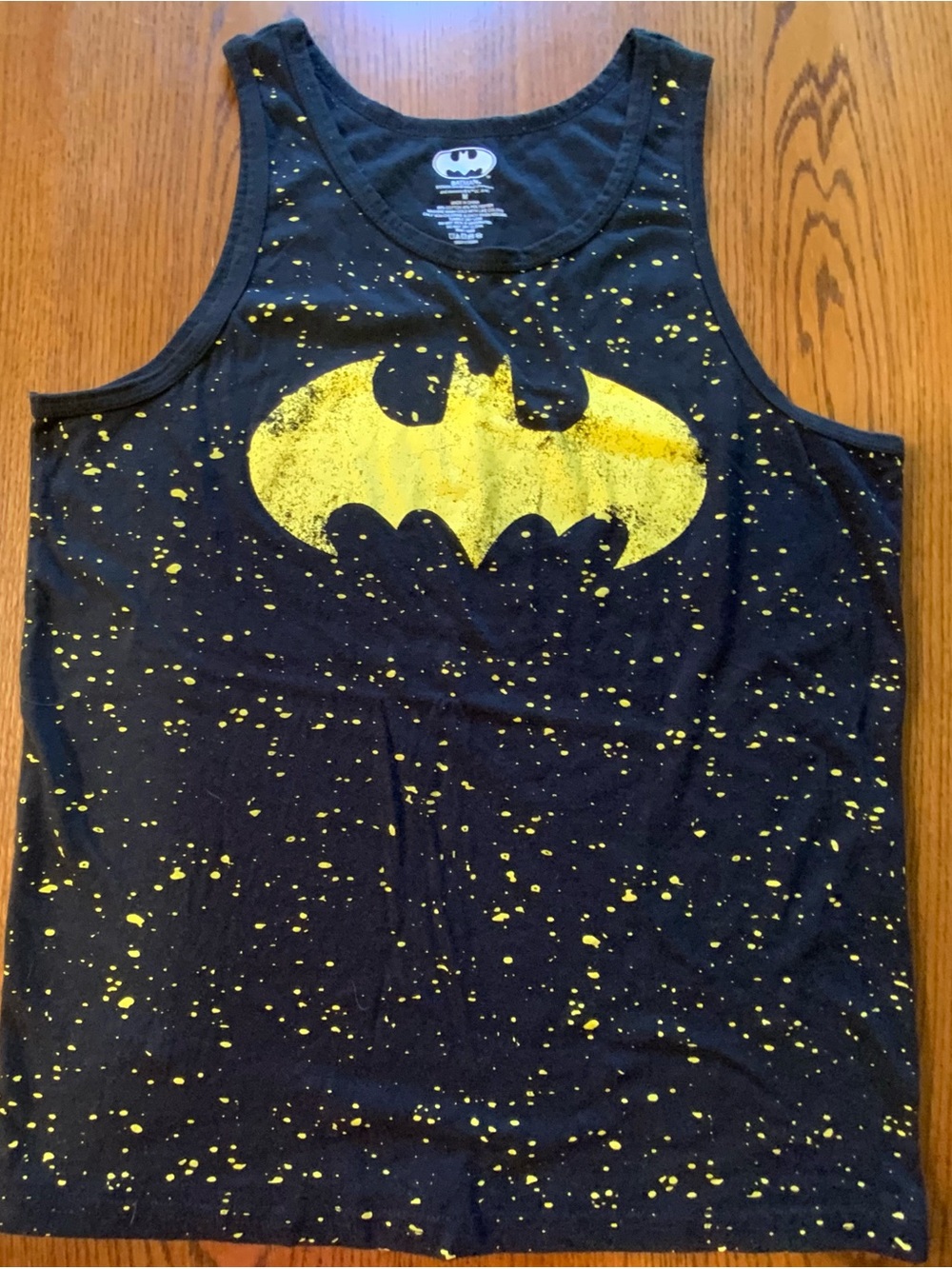 Black DC Comics Batmen Tank Top with Yellow Cracked look Logo